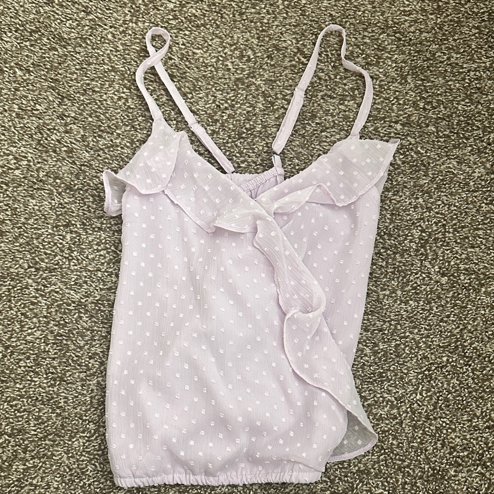 Elegant Lavender Crossover Ruffle Top
